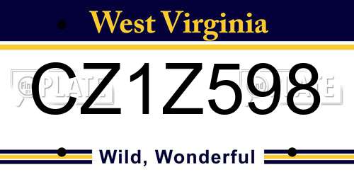 CZ1Z598 West Virginia License Plate