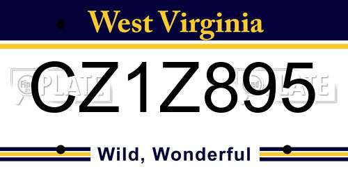 CZ1Z895 West Virginia License Plate