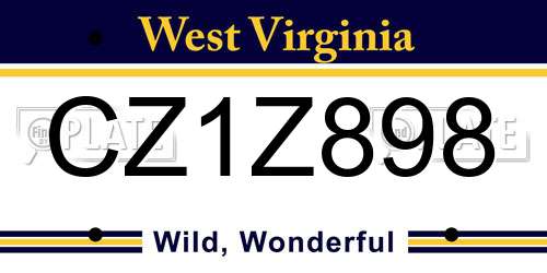 CZ1Z898 West Virginia License Plate