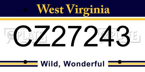 CZ27243 West Virginia License Plate