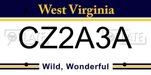 CZ2A3A West Virginia License Plate