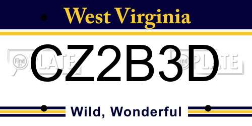 CZ2B3D West Virginia License Plate