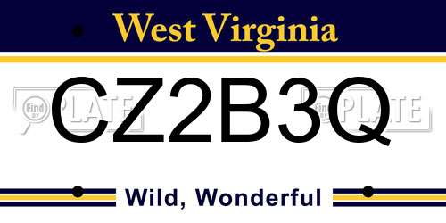 CZ2B3Q West Virginia License Plate