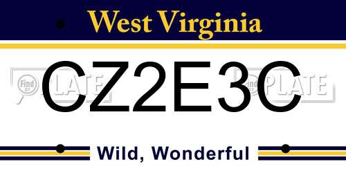 CZ2E3C West Virginia License Plate
