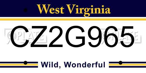 CZ2G965 West Virginia License Plate