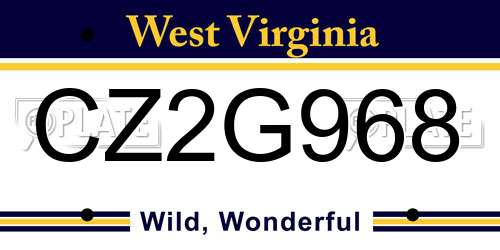 CZ2G968 West Virginia License Plate
