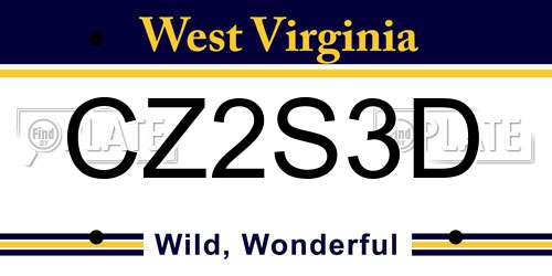 CZ2S3D West Virginia License Plate
