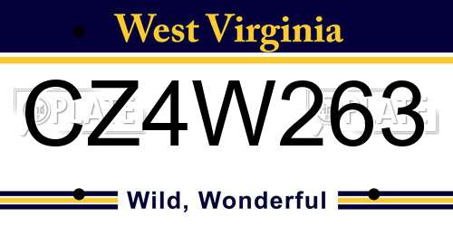 CZ4W263 West Virginia License Plate