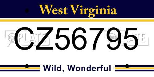 CZ56795 West Virginia License Plate