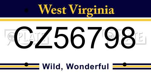 CZ56798 West Virginia License Plate