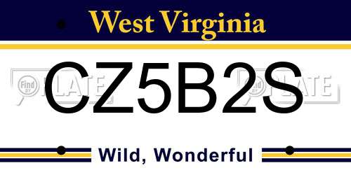 CZ5B2S West Virginia License Plate