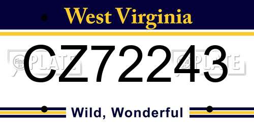 CZ72243 West Virginia License Plate