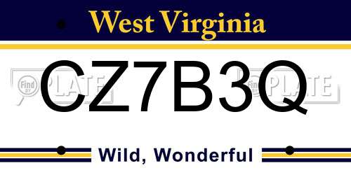 CZ7B3Q West Virginia License Plate