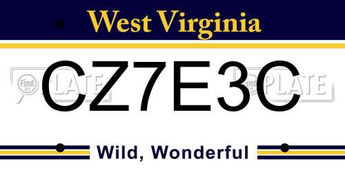 CZ7E3C West Virginia License Plate