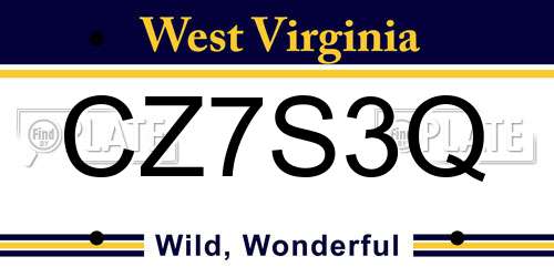 CZ7S3Q West Virginia License Plate