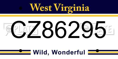 CZ86295 West Virginia License Plate