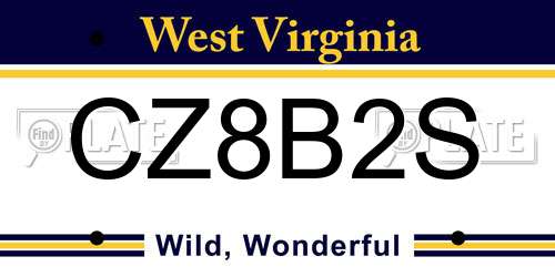 CZ8B2S West Virginia License Plate