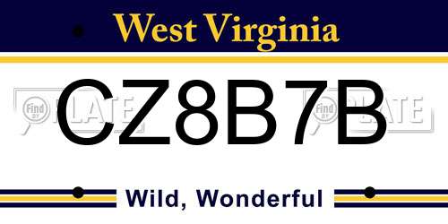 CZ8B7B West Virginia License Plate