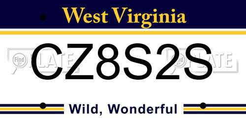 CZ8S2S West Virginia License Plate