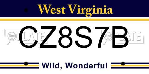 CZ8S7B West Virginia License Plate
