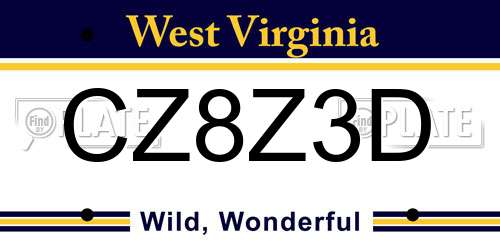 CZ8Z3D West Virginia License Plate