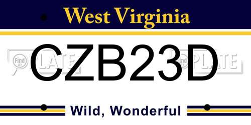 CZB23D West Virginia License Plate