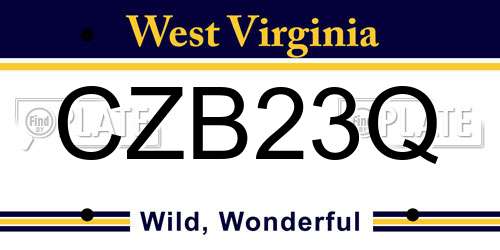 CZB23Q West Virginia License Plate