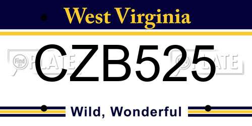 CZB525 West Virginia License Plate