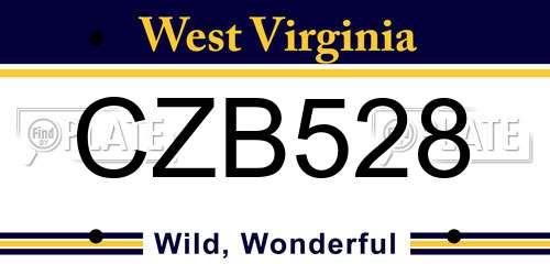 CZB528 West Virginia License Plate