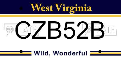CZB52B West Virginia License Plate
