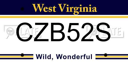 CZB52S West Virginia License Plate