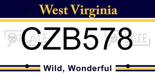 CZB578 West Virginia License Plate