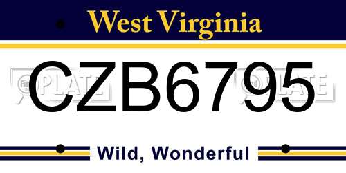 CZB6795 West Virginia License Plate
