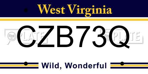 CZB73Q West Virginia License Plate