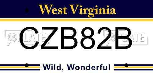 CZB82B West Virginia License Plate