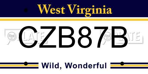 CZB87B West Virginia License Plate