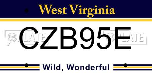 CZB95E West Virginia License Plate