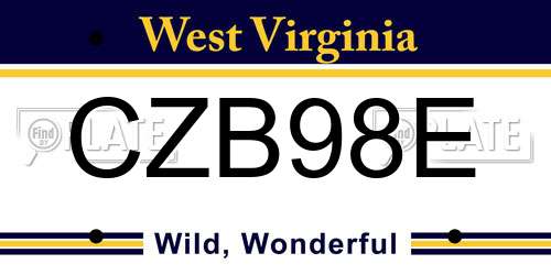 CZB98E West Virginia License Plate