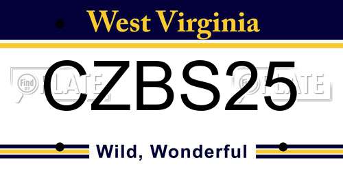 CZBS25 West Virginia License Plate