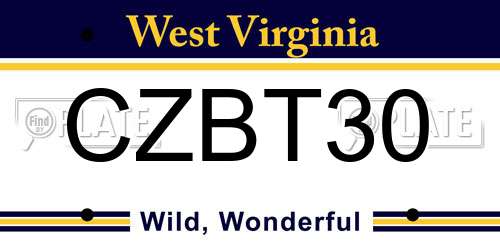 CZBT30 West Virginia License Plate