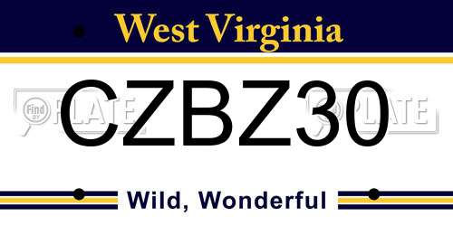 CZBZ30 West Virginia License Plate