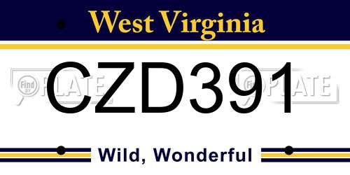 CZD391 West Virginia License Plate
