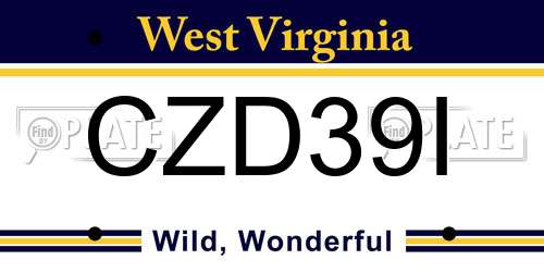 CZD39I West Virginia License Plate