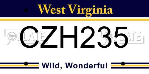 CZH235 West Virginia License Plate