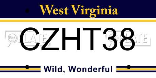 CZHT38 West Virginia License Plate