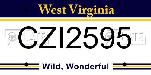 CZI2595 West Virginia License Plate