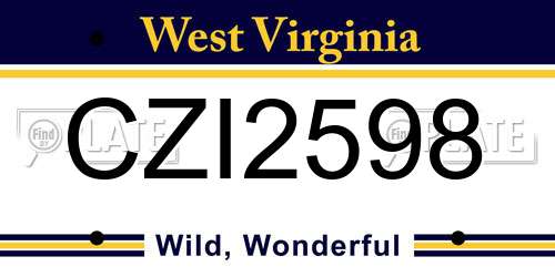 CZI2598 West Virginia License Plate
