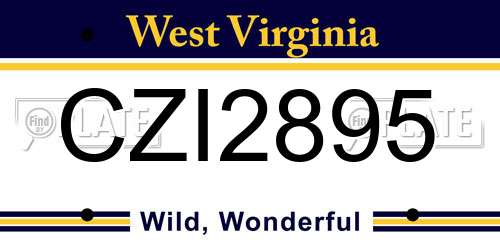 CZI2895 West Virginia License Plate