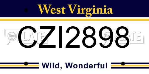 CZI2898 West Virginia License Plate