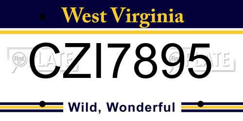 CZI7895 West Virginia License Plate
